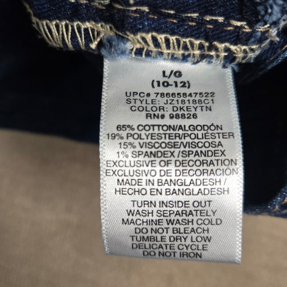 Jordache Girls Overalls Bedazzled Bling Stars Studs Medium Wash Large 10/12 - Picture 9 of 10